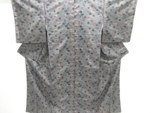 草花模様織り出し十日町紬着物